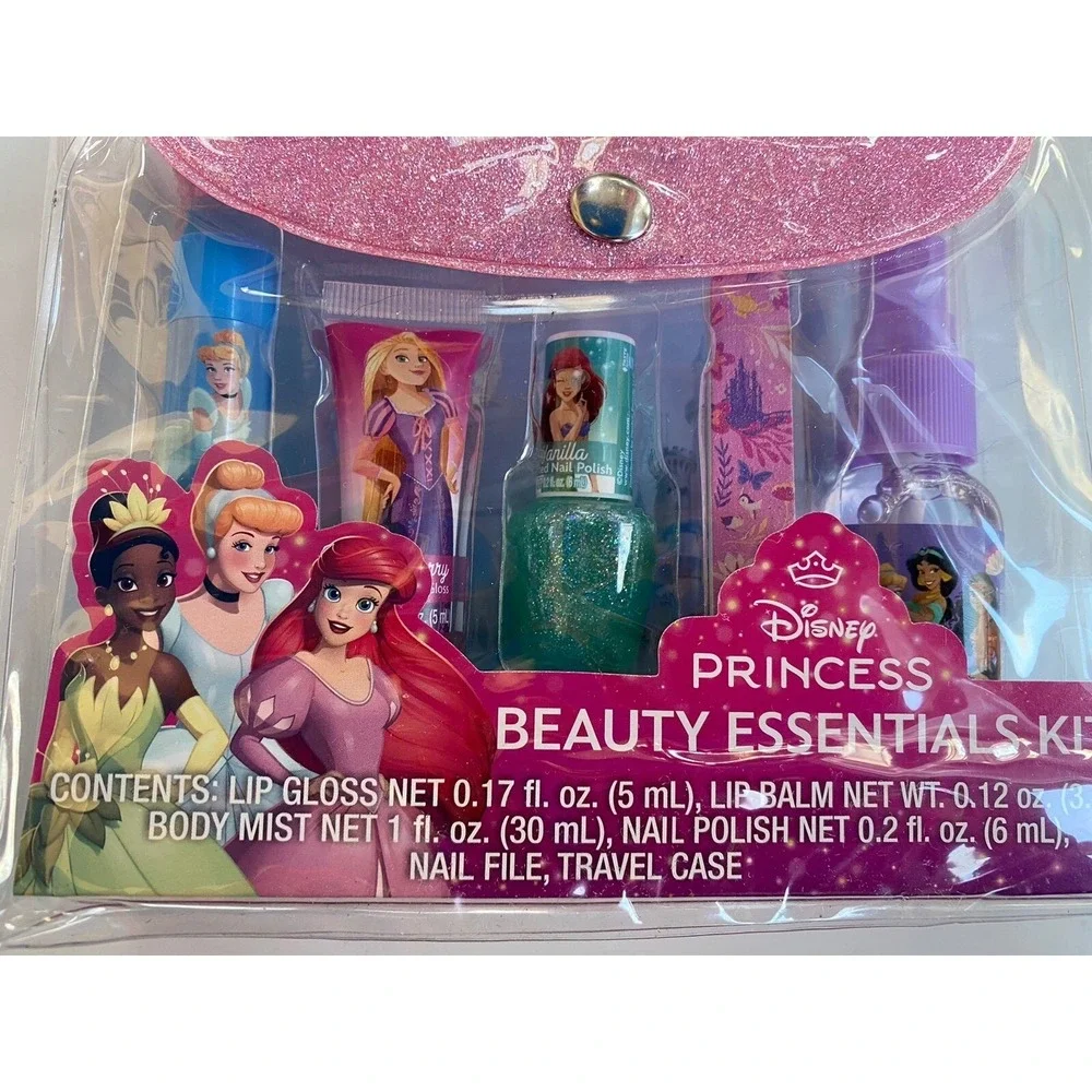 Disney Princess Beauty Essential Kit! Lip Gloss‎ Balm Body Mist Nail Polish NWT